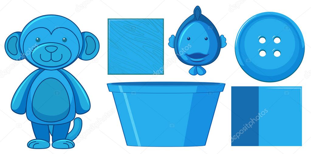 Set of blue toys