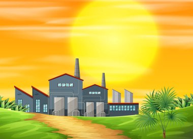 Bir fabrika ay kırsal sahne