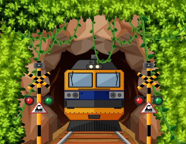 Pociąg w tunelu — Wektor stockowy