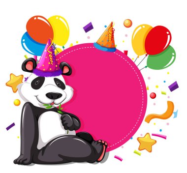 Pembe kart üzerinde Parti panda