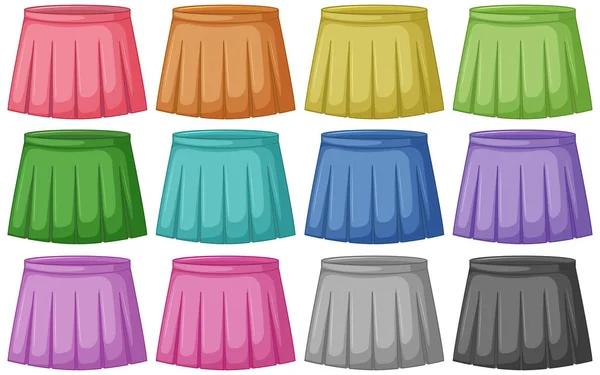 Uppsättning av olika färgade kjolar — Stock vektor