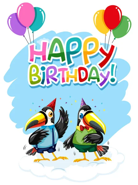 Toucan op verjaardag sjabloon — Stockvector