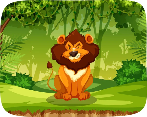 Лев у лісі — стоковий вектор