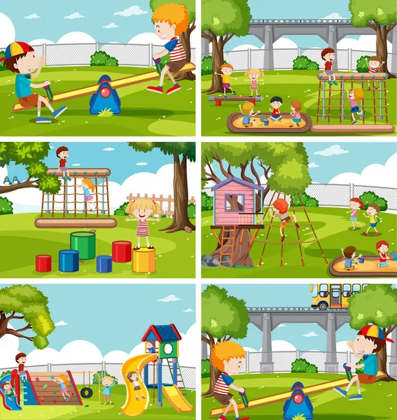 Bambini al parco giochi — Vettoriale Stock