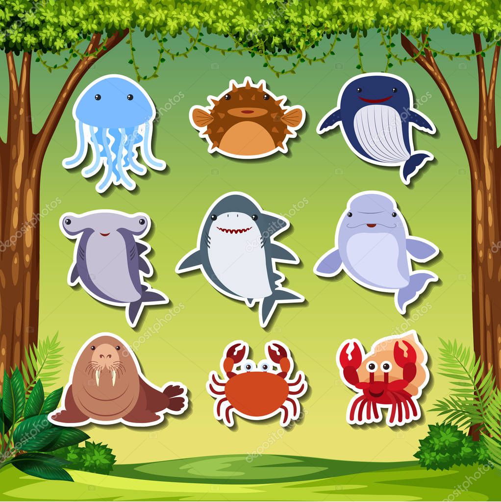Sea creature sticker character illustration