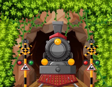 Tünel sahnesinde bir tren