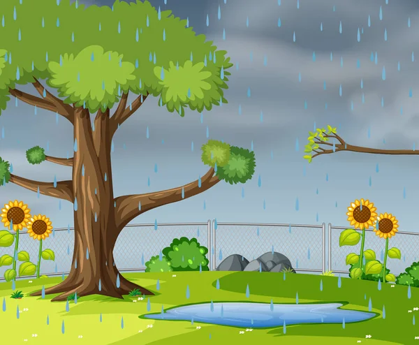 Pluie dans le jardin — Image vectorielle
