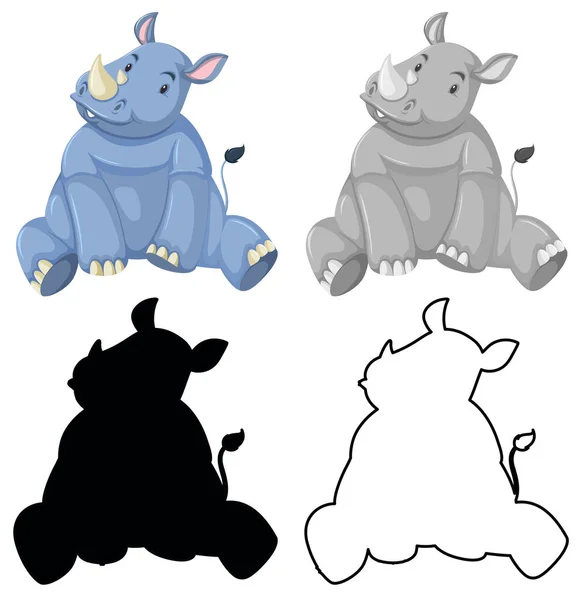 Jeu de caractères rhino — Image vectorielle