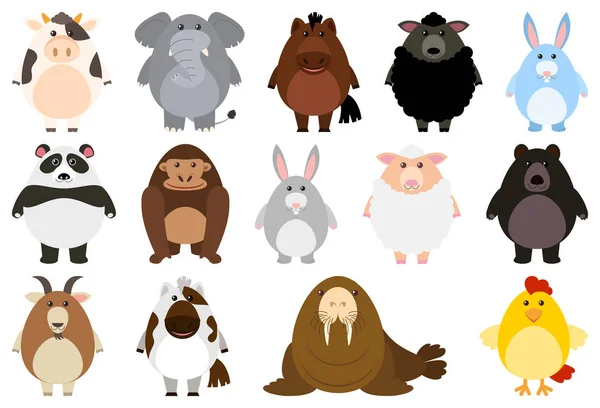 Juego de animales de dibujos animados — Vector de stock