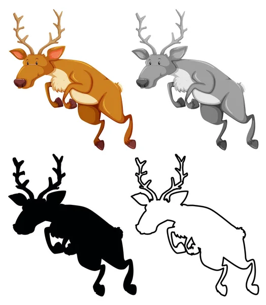 Set of jumping elks — Stock Vector