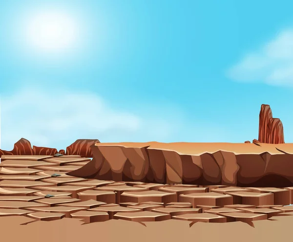 Siccità fessurato paesaggio desertico — Vettoriale Stock