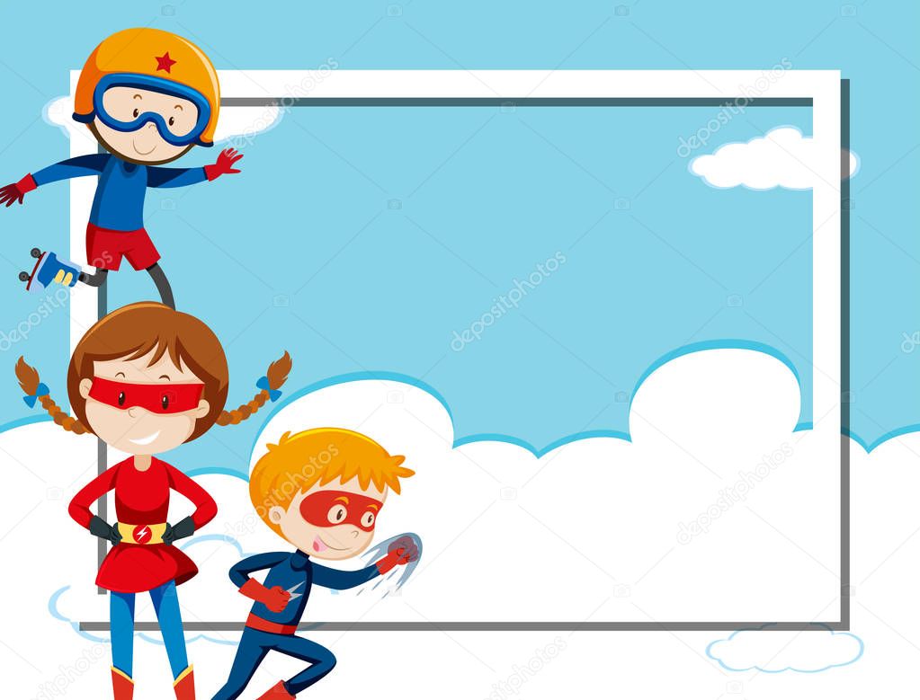 Superhero on sky frame