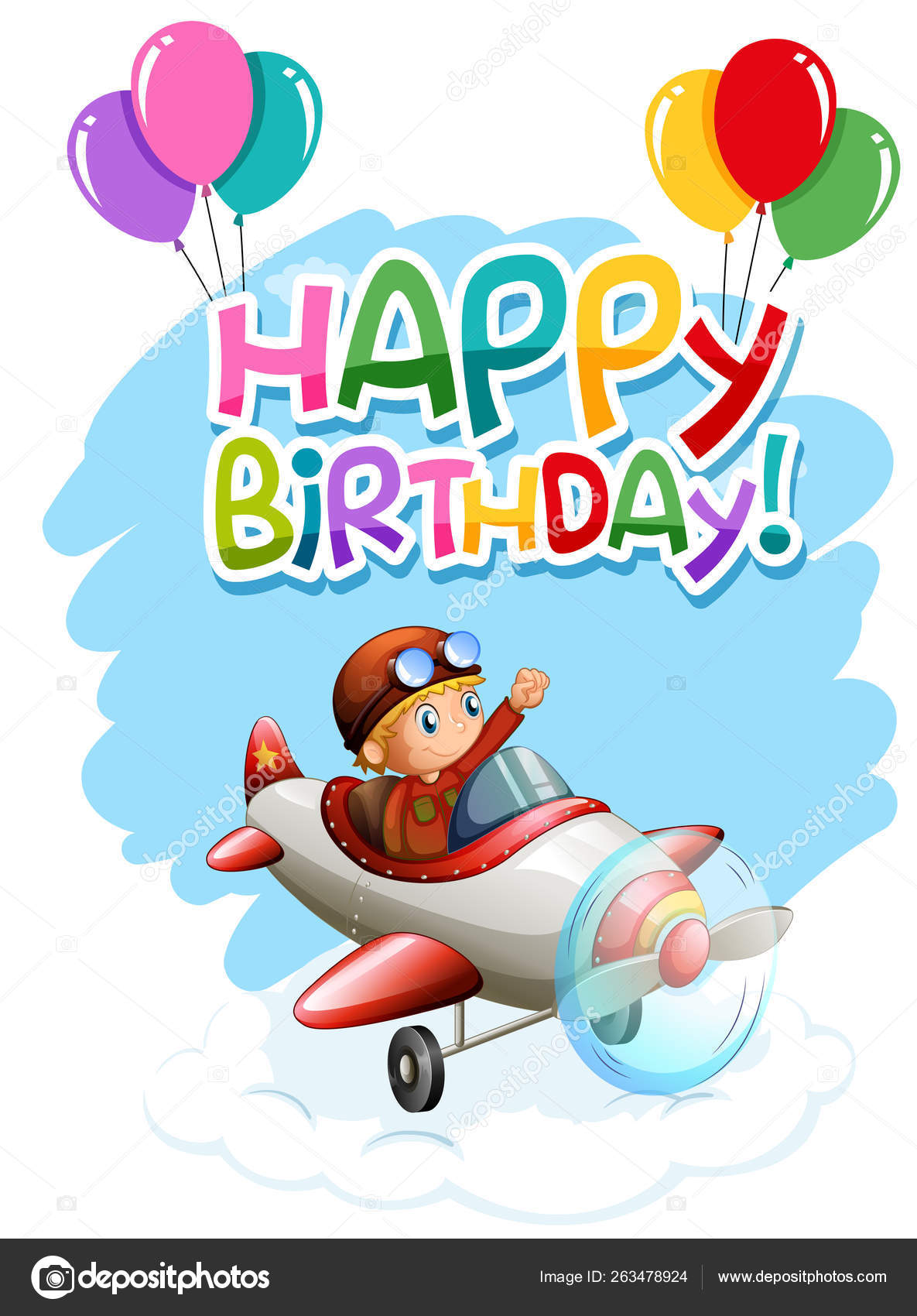 Happy birthday boy in plane card Stock Vector by ©blueringmedia 263478924