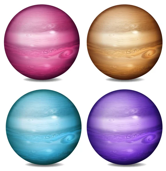 Set of colored planets — Stock Vector