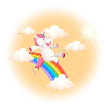 sevimli karikatür tek boynuzlu at kavramı