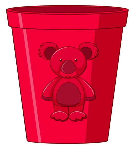 곰이 있는 빨간 장난감 컵 — 스톡 벡터