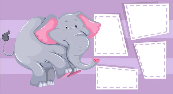 Elefante en plantilla de nota — Vector de stock