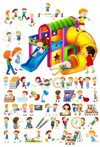 Kinder und verschiedene Aktivitäten — Stockvektor