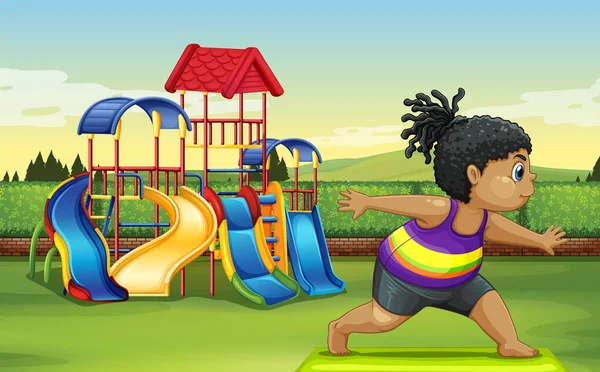 Fille faire du yoga dans le parc — Image vectorielle