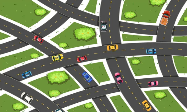 Εναέρια θέα στην οδική κυκλοφορία — Διανυσματικό Αρχείο