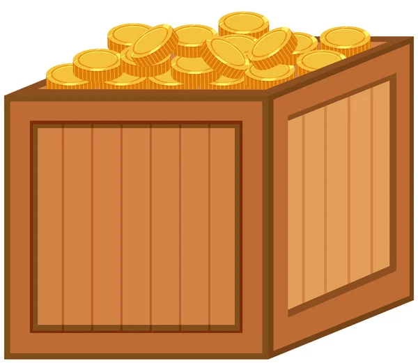 Una caja de monedas de oro — Vector de stock