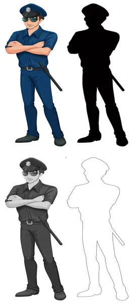 Uppsättning av polis karaktär — Stock vektor