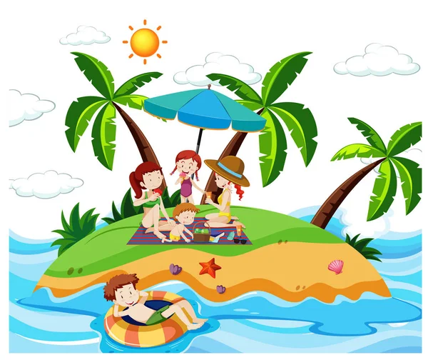 People at the island — Stock Vector