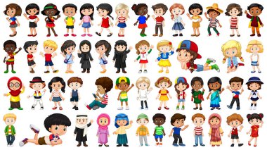 Set of multicultural character clipart