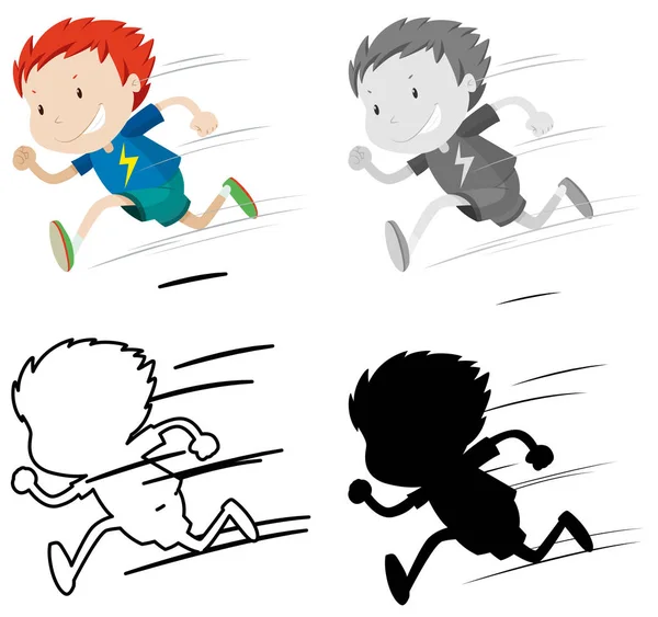 Conjunto de chico corriendo — Archivo Imágenes Vectoriales