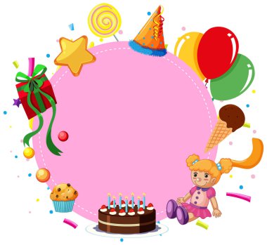 Pembe doğum günü şablon kartı