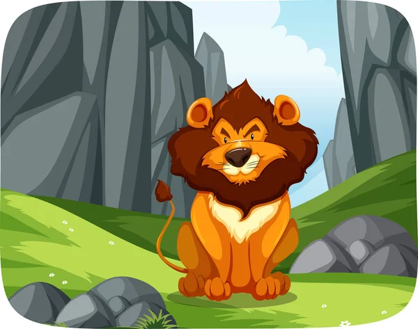 狮子在自然场景 — 图库矢量图片