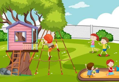 Oyun alanında oynayan çocuklar