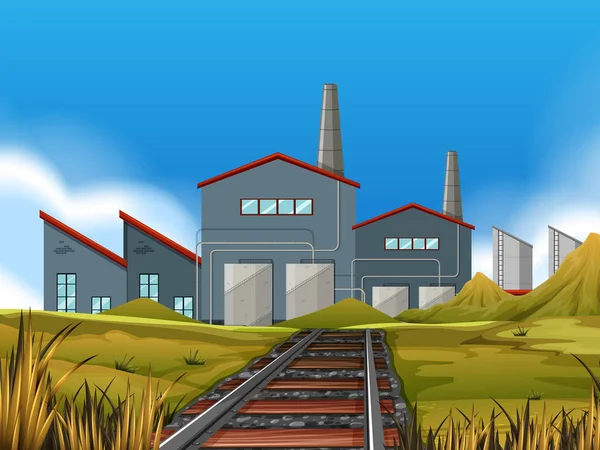 Fabryka w scenie natury — Wektor stockowy