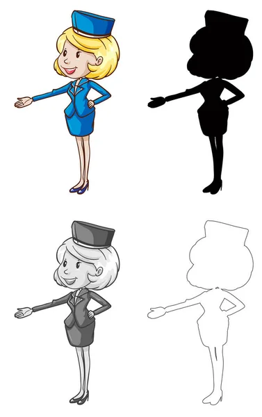 Set of air hostess character — Stock Vector