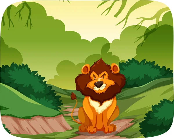 Lion в природной сцене — стоковый вектор