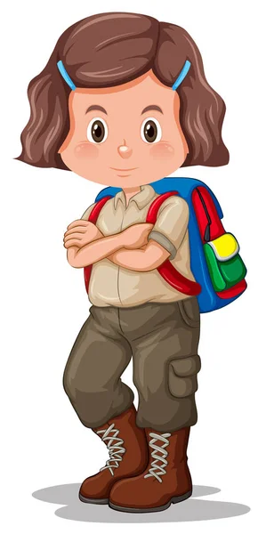 Een meisje met Scout uniform — Stockvector