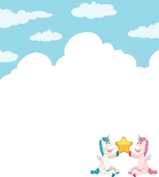 Plantilla de unicornio en el cielo — Vector de stock