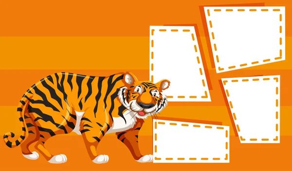 Un tigre en plantilla de nota — Vector de stock