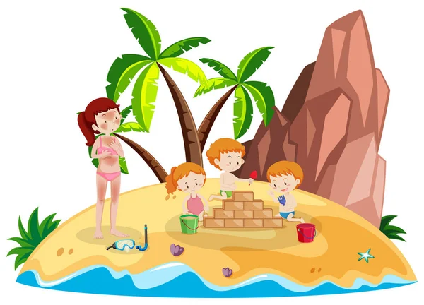 Les gens à l'île vacances — Image vectorielle