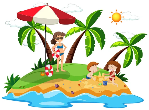 People on an island — Stock Vector