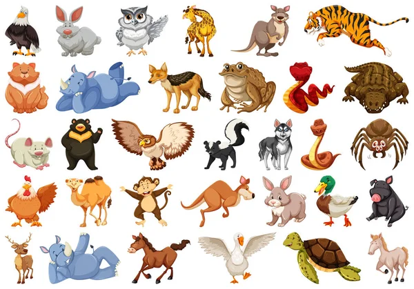 Conjunto de animales diferentes — Vector de stock