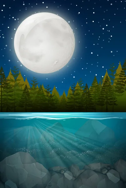 Underwater forest background scene — Stock Vector