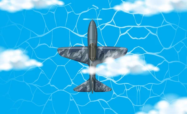 Vedere aeriană a avionului de armată — Vector de stoc