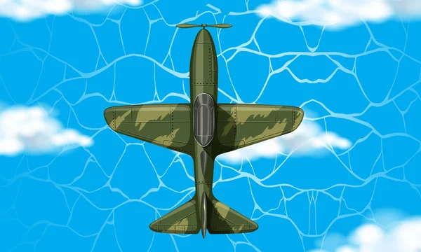 海上上空的军用飞机 — 图库矢量图片