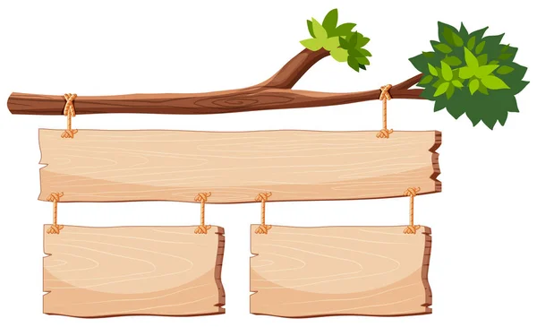 Banner de madera en rama de árbol — Archivo Imágenes Vectoriales