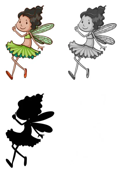 Set of cute fairy — Stock Vector