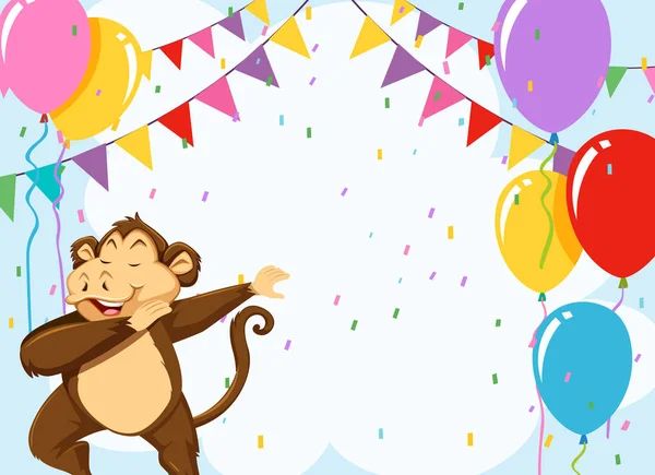 Monkey on birthday template — Stock Vector