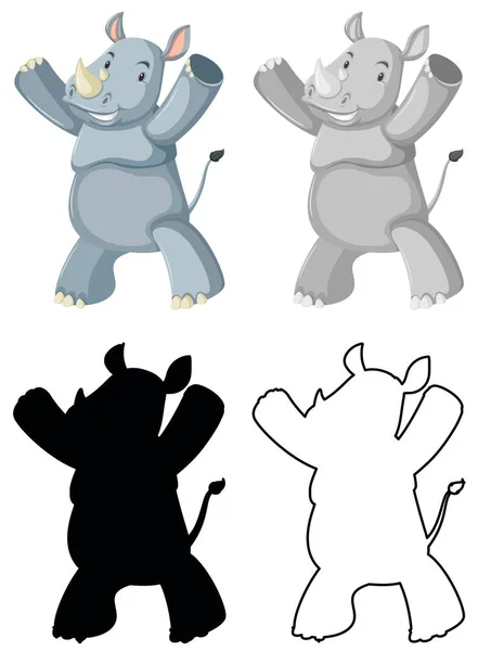 Set van neushoorn karakter — Stockvector
