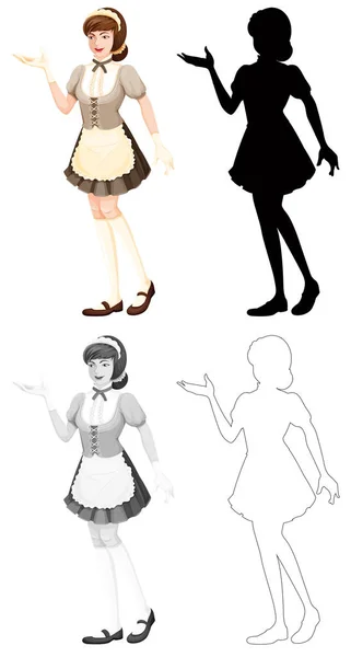 Set of maid character — Stock Vector