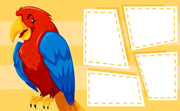 Papuga na szablonie notatki — Wektor stockowy